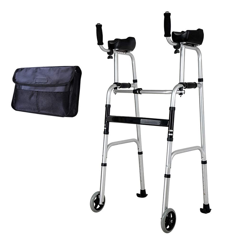 Klappbarer Rollator für ältere Menschen, abnehmbare Armlehne, höhenverstellbar, leicht, Rollator, Gehgestell, Mobilitätshilfe, Transportstuhl, mit 2 Rädern und Tragetasche