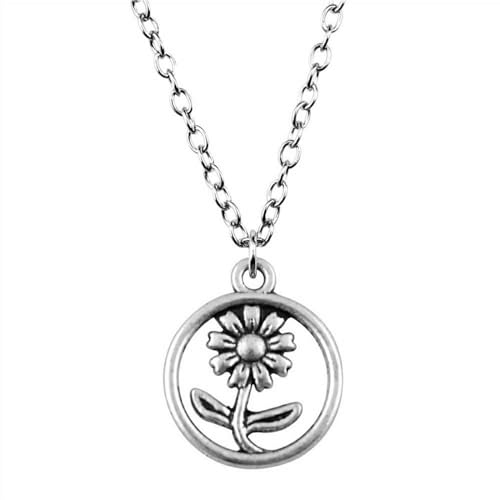 XIPIEIO Herrenmode-Trend-Halskette in Antik-Silber-Farbe Halskette mit Blumenanhänger für Frauen trendiger Schmuck Zubehör personalisiertes Geschenk