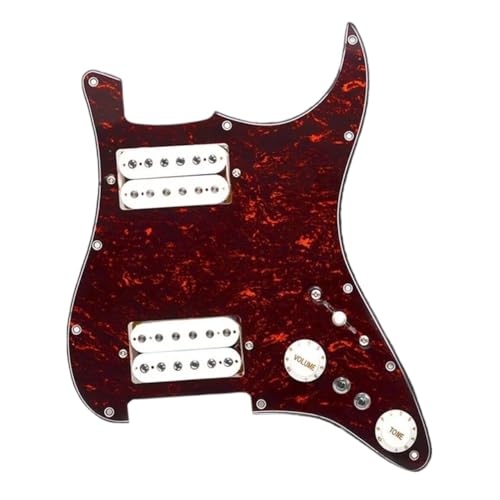 Schlagbrett Tonabnehmer für E Gitarre HH Loaded Pickguard 5 Vorverdrahtetes ST Pickguard Coil Splitting Pickguard Mit Humbucker Pickups Set(WH Red turtle shell)