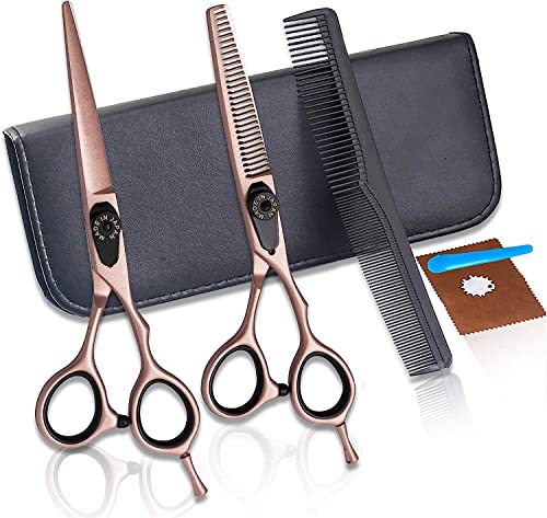 Haarschneidescheren-Set, 6,0 Zoll, Roségold, Haarschere, Friseurschere, Flachschere, Effilierschere, Ponyschere, Friseurscheren-Set