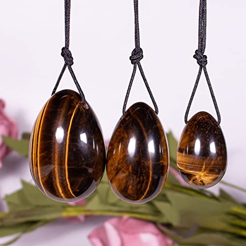 Jadestein-Yoni-Eier, Massage, natürliche Kristallperlen, Übungszug, Kegel-Ei, Tigerauge, 25 mm, 40 mm Reiki-Kristallstein (Color : Tiger Eye, Size : 25mm 40mm)