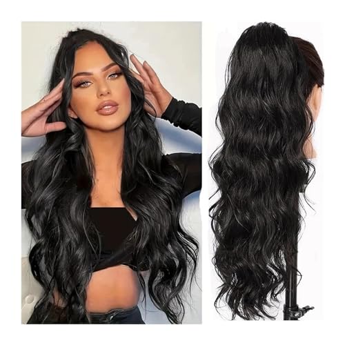 Pferdeschwanzverlängerung Virgin Hair Weave Brasilianische Haarverlängerungen 100G/Set lang 26 Zoll Körperwelle Kordelzug Pferdeschwanz Echthaar Pferdeschwanz for Frauen Pferdeschwanz-Haarteile(18inch