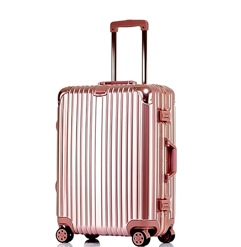 Koffer Trolley Reisekoffer Reisegepäck-Koffer-Spinner Mit Rollen, Hartschalen-Handgepäckkoffer Für Die Reise Koffer Gepäck Rollkoffer (Color : Rose Gold, Size : 22in)