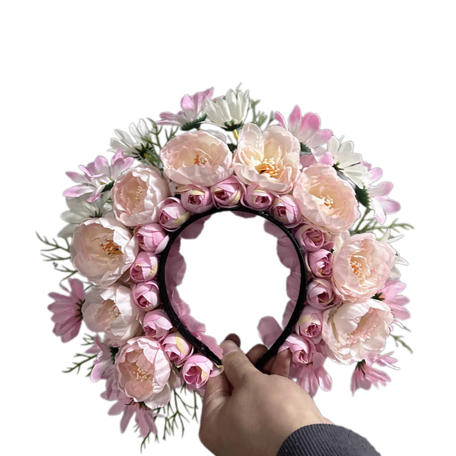 Frühlingsblumenkronen, Blumengirlanden, Stirnband für Braut, Hochzeit, Frauen und Mädchen, stimulierter Blumenkranz, Haarband, weicher und bequemer Stoff