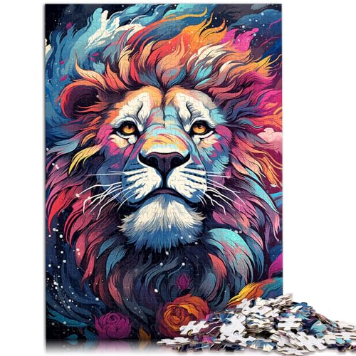 Puzzle Bunter Psychedelischer Schneelöwe 1000-teiliges Puzzle Holzpuzzle Familienspiel zum Stressabbau Schwieriges Herausforderungspuzzle 1000 Teile (50 x 75 cm)