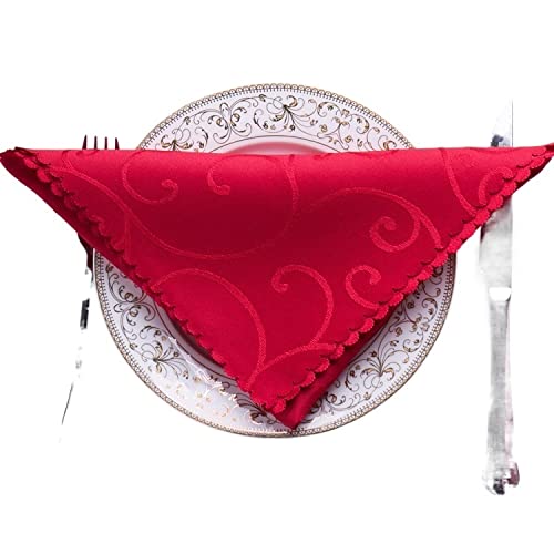 Wiederverwendbare Stoffservietten, 10 stücke Polyester Jacquard Wiederverwendbare Tisch Servietten Tuch for Hochzeit Abendessen Restaurant Kaffee Serviette(Red)