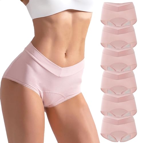 6pcs Perioden Bademode, GroßE V-Taille PeriodenunterschwäSche Starke Blutung, Hohe Taille Perioden Bademode Zum Schwimmen, Inkontinenzhose