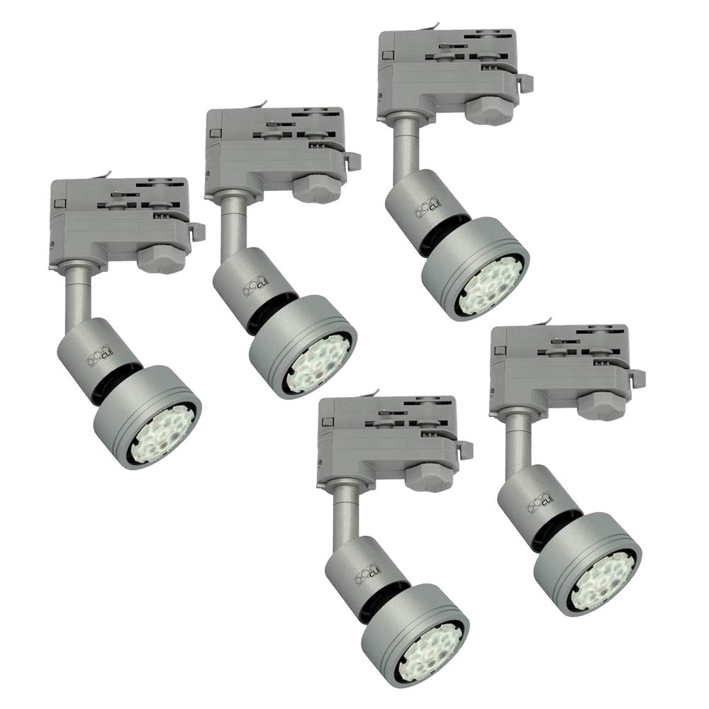 5x CLE PURI LED GU10 alugrau 3 Ph. Stromschienstrahler f. Erco Staff Lival Eutrac Global Schiene max. 50W