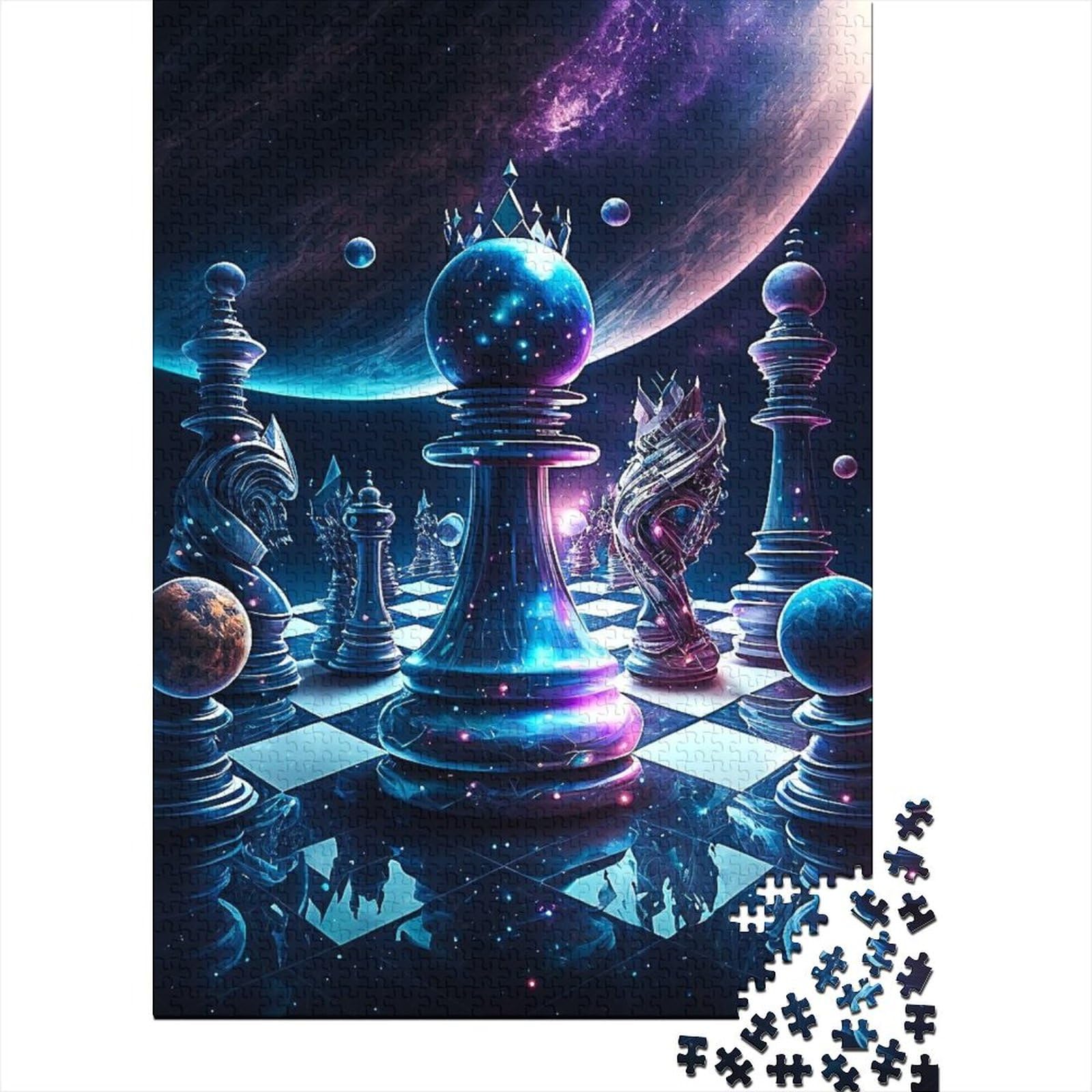 Puzzle mit 1000 Teilen für Erwachsene mit dem Motiv „Cosmic Chess“, Puzzle für Teenager, Puzzle für Erwachsene, Lernspiel, Herausforderungsspielzeug (Größe 75x50cm)