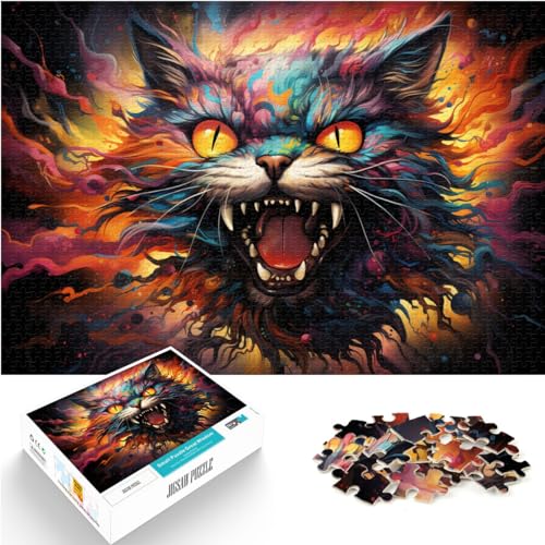 Puzzle für Fantasy-Dämonenkatze, 1000 Teile, Puzzle-Geschenke, Holzpuzzle, Spaß für Aktivitäten zu Hause, Geburtstagsgeschenk, Reisegeschenke, 1000 Teile (50 x 75 cm)