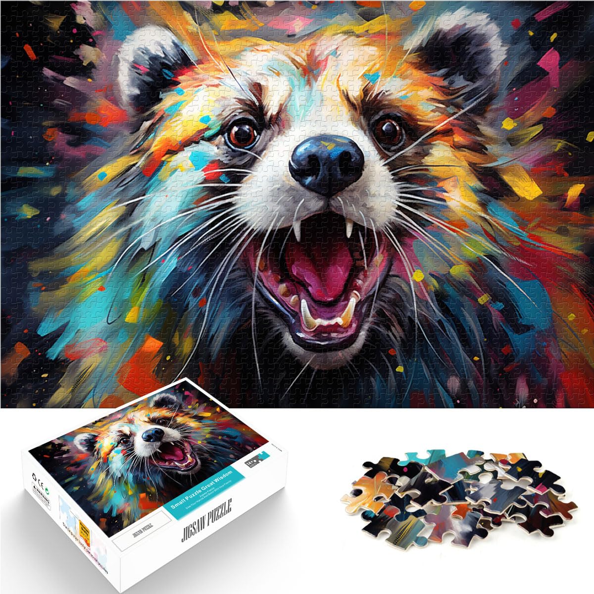 Puzzles Geschenke Spielzeug Fantasievolles buntes Frettchengemälde Puzzles für Erwachsene 1000 Teile Holzpuzzle Schwierige schwere Puzzles 1000 Stück (50x75cm)