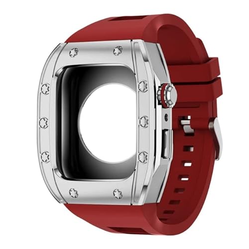 TONECY Correa Modifikationsset, Silikonarmband für Apple Watch, 44 mm, 45 mm, Metall-Schutzhülle, Armband für Apple Watch Serie 8, 7, 6, 5, 4 SE (Farbe: G, Größe: 44 mm)