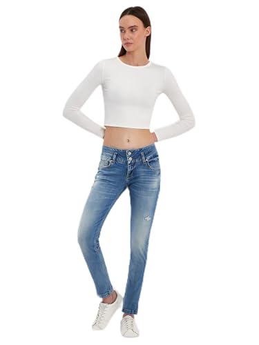 LTB Jeans Damen Zena - Schlank Fit mit Mittlere Taille und Reißverschluss in Blau aus Baumwollmischung - Größe W28L30