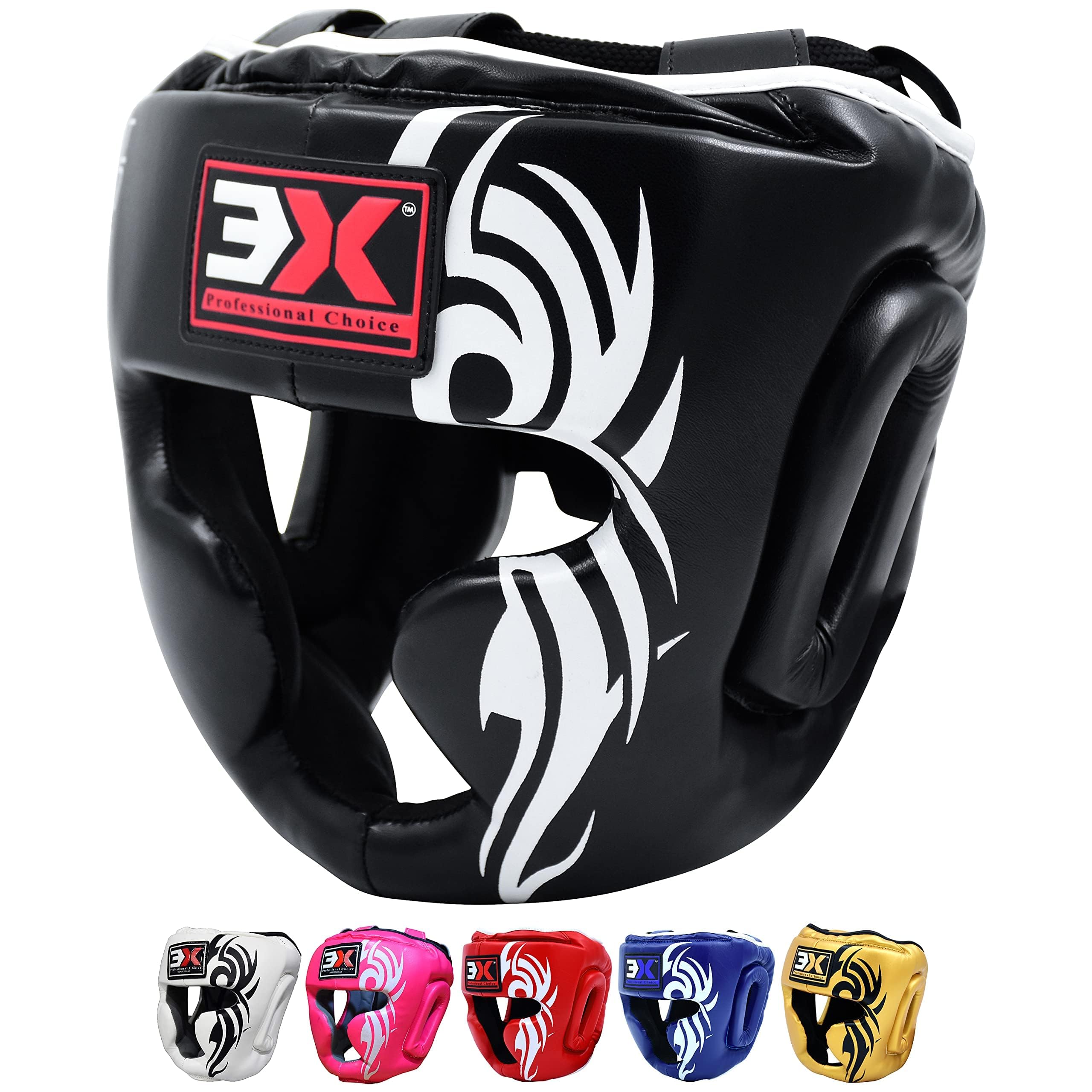 3X Professional Choice Junior Headgear for Face and Ear Protection in Professional Training for MMA Training Sparring Martial Arts, Taekwondo, Kick Boxing and Muay Thai