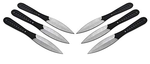 6 teiliges Wurfmesser Set 22,5 cm schwarz Tomahawk Edition inklusive Nylon Holster mit Gürtelschlaufe 3 hochwertige Throwing Knives - Ninja Wurfmesser