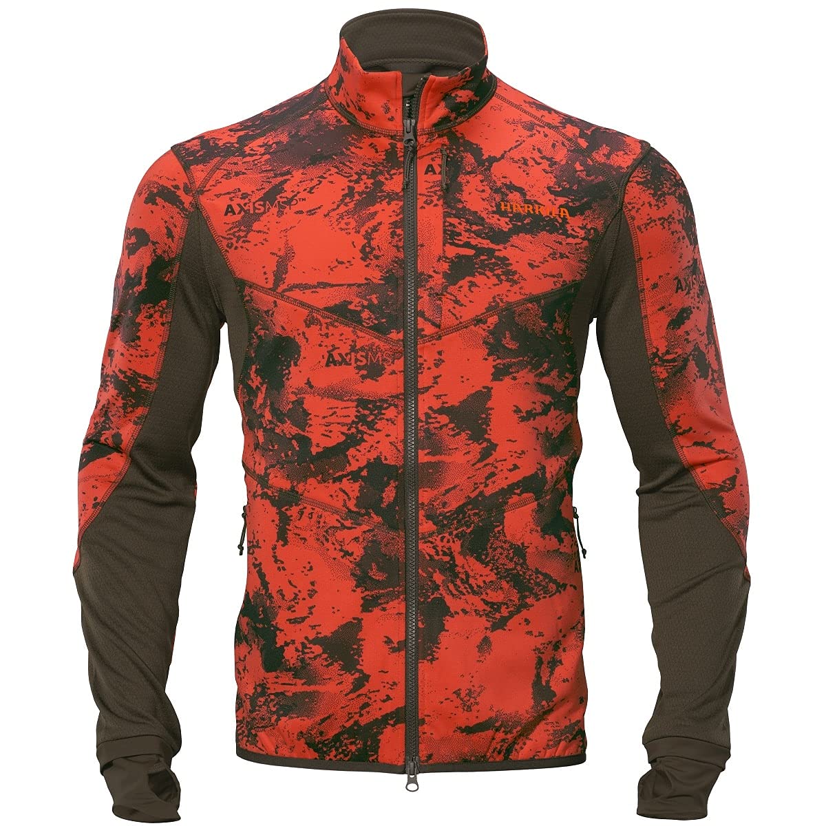 Härkila Wildboar Pro Camo Fleecejacke - Jagdjacke Fleece Drückjagd - Warnjacke Jagd Camouflage - Jacke für Jäger Wildboar orange / Shadow brown, Größe:XL