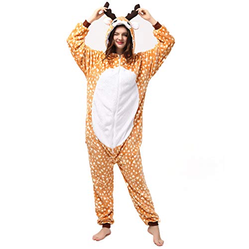 Katara 1744 (30+ Designs) REH-Kostüm Hirsch Hellbraun, Unisex Onesie/ Pyjama-Qualität für Erwachsene & Teenager