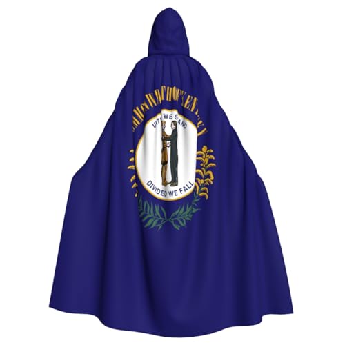 WURTON Kentucky State Flag Print Halloween Hooded Cloak Suitable Carnival Theme Party Halloween Cosplay Costume