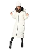 MARIKOO Damen Winterjacke Wintermantel Parka lange Winter Stepp Jacke B979 [B979-Nadar-Off-White-Gr.L]