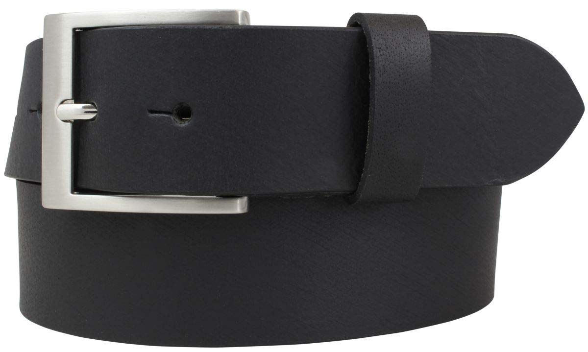 BELTINGER Gürtel mit Edelstahl-Gürtelschnalle aus Vollbüffelleder 4 cm | Jeans-Gürtel für Damen Herren 40mm | Leder-Gürtel aus Büffelleder 4cm | Schwarz 95cm