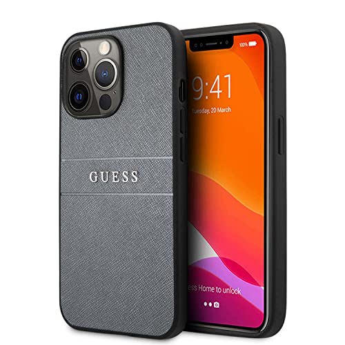 Guess GUHCP13LPSASBGR Hülle für iPhone 13 Pro / 13 6,1" grau Saffiano Strap