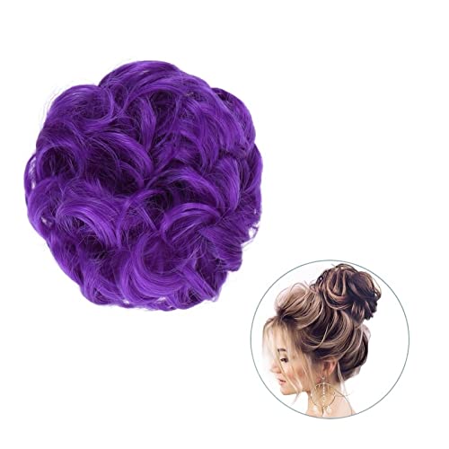 Bun Haarteile 1 Stück rund ums Haar, Pferdeschwanz, Donut-Haarknoten, Haarschmuck for Frauen, synthetischer, unordentlicher, lockiger, gewellter Scrunchie-Chignon mit Gummibandwickel Brötchen-Haarteil