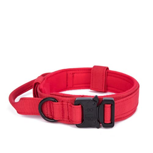 Hundehalsband Trainingshalsbänder Design Hundehalsband für große Hunde Militärisches Hundehalsband für mittelgroße und große Hunde Heimtierbedarf-Kragen-Rot,M(38-47cm)