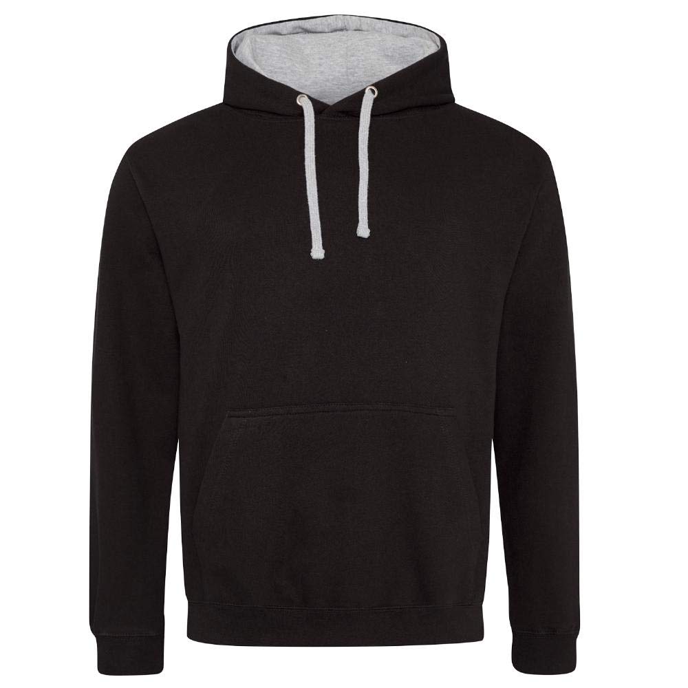 Just Hoods - Unisex Varsity Hoodie/Jet Black/Heather Grey, 3XL