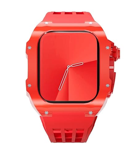 NEYENS Ersatz-Uhrenarmband aus Gummi mit transparenter Lünette, für Apple Watch, 44 mm, 45 mm, Urban Sportarmband, für iWatch-Serie S4, S6, SE, S7, 45 mm, Achat