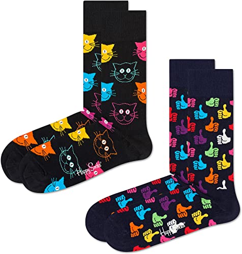 Happy Socks farbenfrohe und fröhliche Socken 2-Pack Classic Cat Socks Größe 36-40