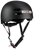 Rugged Helm für Stuntscooter, Skateboard, Inlineskates, Fahrrad - Skatehelm größenverstellbar (M (55-58cm), Schwarz)