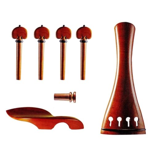 Violin Music Instrument Zubehör Geschnitzte Violinteile 4/4 Violine Ebenholz/Buchsbaum Saitenhalter Geige Saitenhalter Wirbel Kinnhalter Endpin SET(Color:532)