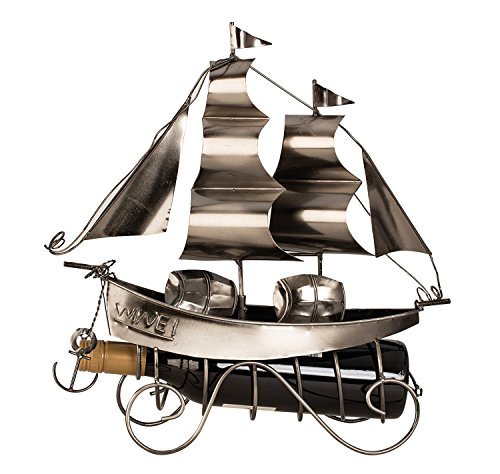 Mel-O-Design Exklusiver Weinhalter"Segelschiff" Höhe 38,5 cm Weinflaschenhalter Geschenkidee