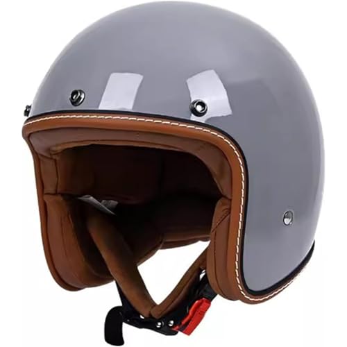 BYFHHHH Jethelm Retrohelm Motorradhelm, ECE Norm Rollerhelm Für Damen Und Herren Im Vintage Look, Motorradhelm Mit Visier Für Damen Herren Erwachsene D,M=57~58CM