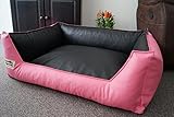 Hundebett Hundesofa Schlafplatz Kunstleder Similpelle Farbe und Größe wählbar von XS bis XXL (120 cm X 100 cm, rosa schwarz)