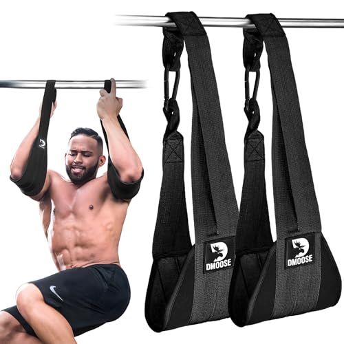 DMoose Ab Straps - Armschlaufen für Bauchtraining-Doppeltes Trägerband und Nähte, reißfestes Material, längeres und Dickes Trainings Schlaufen-Premium Beinheben Bauchmuskelschlaufen Für Sixpacks