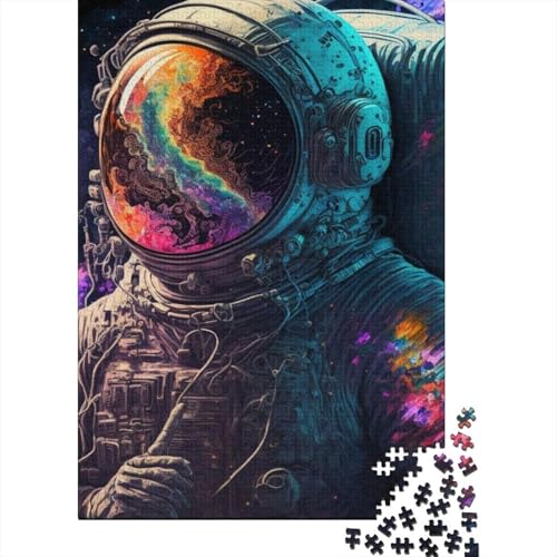 Kunstpuzzle für Erwachsene, 1000 Teile, Farbastronaut für Erwachsene, schwierige Puzzles, entspannendes geistiges Lernspielzeug (Größe 75x50cm)