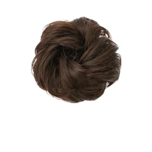 Haarteil Haargummi Synthetischer Chignon mit Gummiband, braun, blond, glattes Haar, lockiges Chignon-Haarteil, Dutt, Kordelzug for Frauen Haarverlängerung(T1B/4/30)