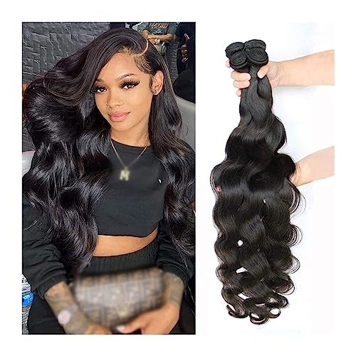 Human Hair Bundles Körperwelle Bundles Echthaar Brasilianische Haarverlängerungen for Frauen 36 38 40 Zoll Natürliches Schwarz Echthaar Bundles Brasilianische Haarwebart Bundles human hair weave (Siz