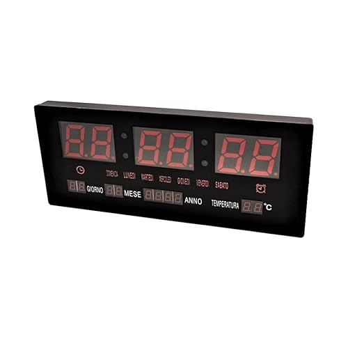 LEOFLA Digitale LED-Wanduhr mit Datumsanzeige und Thermostat Slim Datum Temperatur, variabel, Media