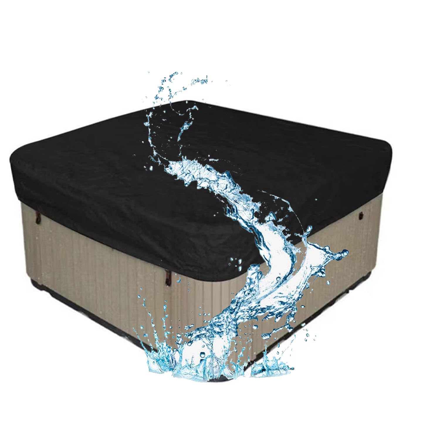 Abdeckung Whirlpools,Whirlpool-Abdeckung Hot Tub Abdeckung für Garten WhirlpoolWhirlpool-Abdeckung FüR Stock Tank Pool,Poolabdeckung Oxford Wasserdicht Mit Kordelzug(Size:260x160x20CM,Color:Black)