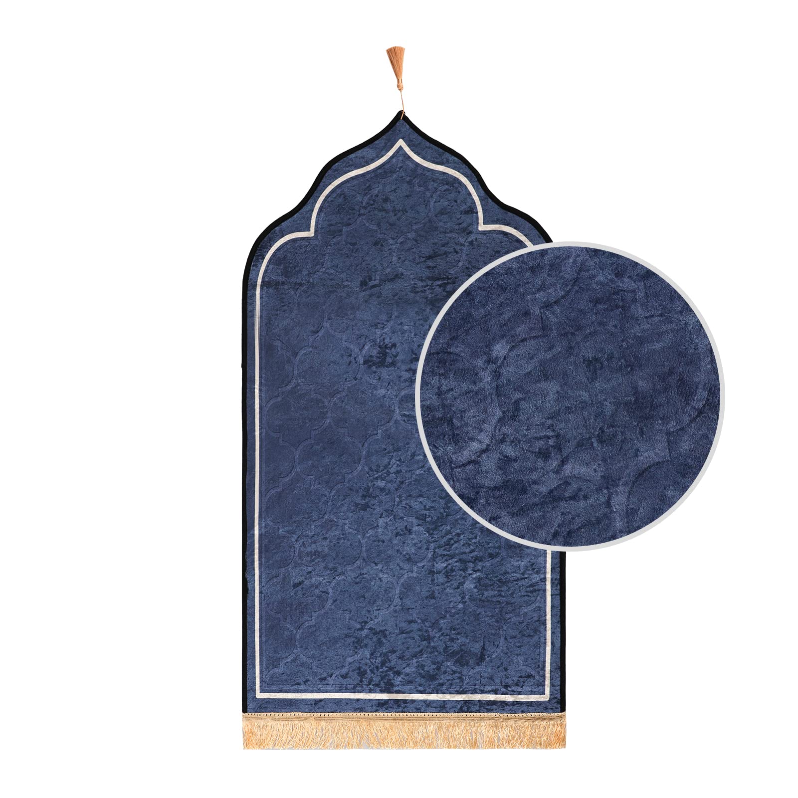 Gebetsteppich Muslim Weich Gebetsteppich aus Polyester Gebetsteppich Pilgermatte Gebetsteppich dick Islamic Prayer Rug faltbar tragbare Bodenmatte Damen Herren Blau Grau 60 x 110 cm