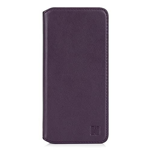 32nd Klassische Series 2.0 - Lederhülle Case Cover für Motorola Moto E6 Play, Echtleder Hülle Entwurf gemacht Mit Kartensteckplatz, Magnetisch und Standfuß - Aubergine