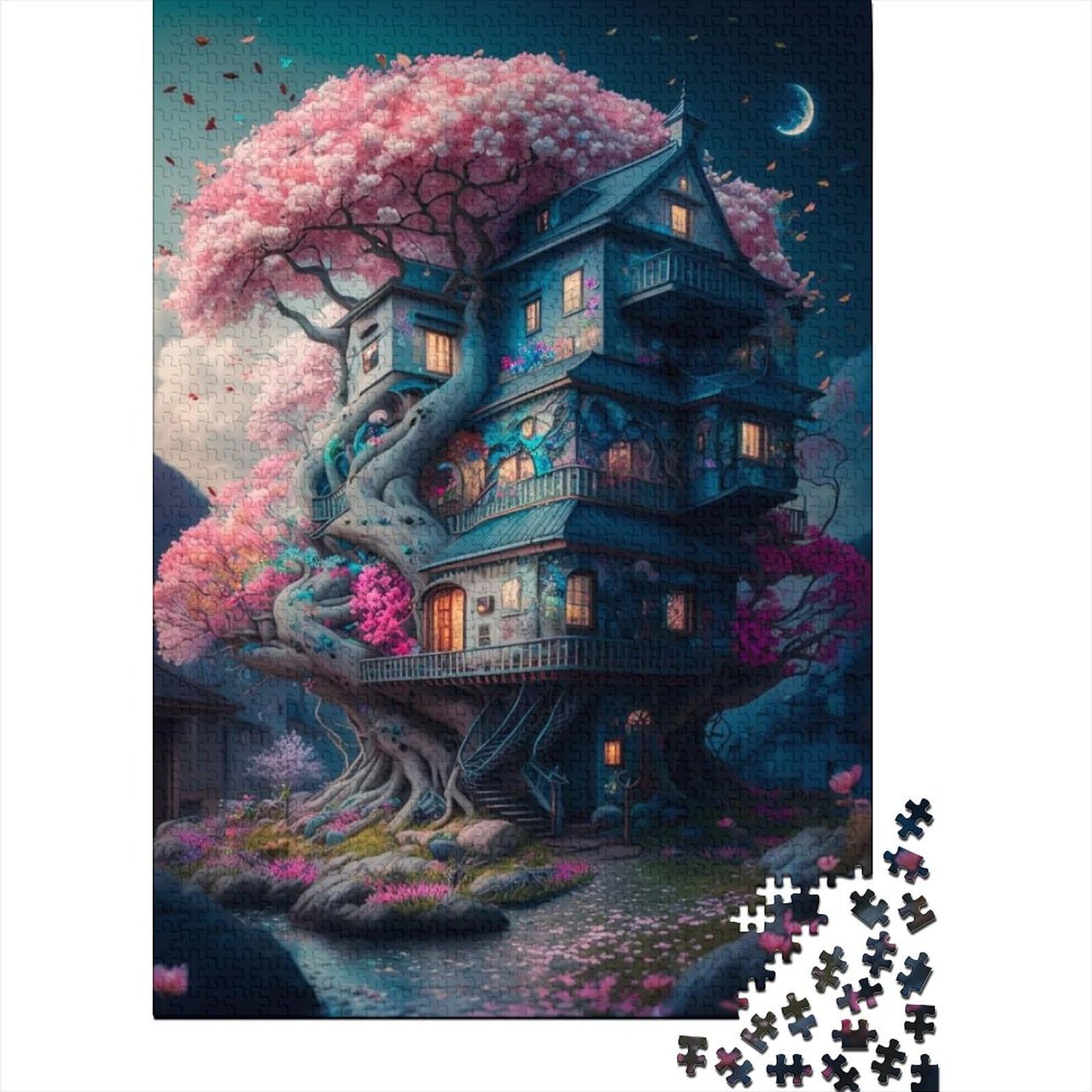 Schwieriges, anspruchsvolles Puzzle mit 1000 Teilen, Traumhaus-Puzzle aus Holz, Puzzle für Erwachsene und Jugendliche, ganze Familie, 75 x 50 cm