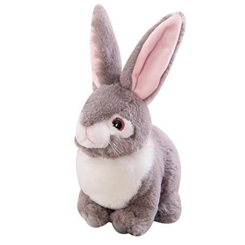 DANAIM Lebensechter Osterhase Stofftier Schönes Kaninchen Plüschtier Weiches Kaninchen 15,7 Zoll Hasen-Umarmungskissen for Mädchen Baby Kinder Kleinkinder Geburtstag(Gray,32cm)