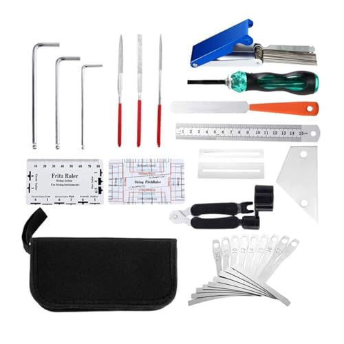 25Pcs Gitarre Reparatur Wartung Tool Kits Mit Lineal Mess Werkzeug Schlüssel Dateien Griffbrett Schutz Gitarre Teil