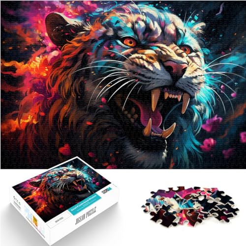 Puzzlespiel, bunter Tiger, Puzzles für Erwachsene, 1000 Teile, Holzpuzzle, Spaß für zu Hause, Aktivitäten, Geburtstagsgeschenk, Reisegeschenke, 1000 Teile (50 x 75 cm)