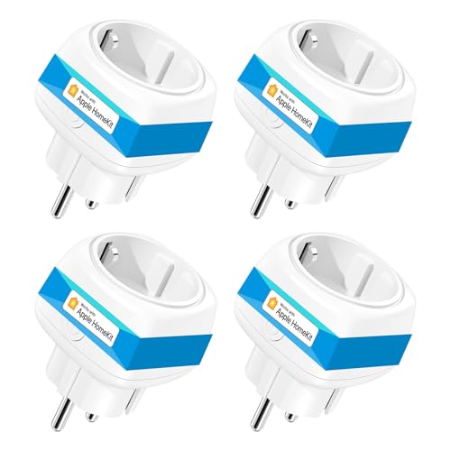 WLAN MINI Steckdose funktioniert mit Apple HomeKit, meross Kleinste Smart Plug kompatibel mit Siri, Alexa, Google Assistant und Samsung SmartThings, kein Hub erforderlich, 2,4 GHz, 10 A 4PCS