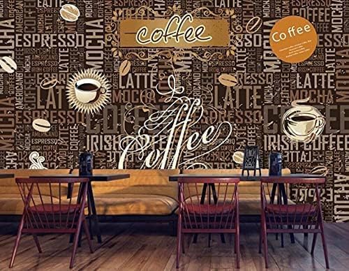 XLMING Vintage Kaffee Alphabet 3D Tapeten Home Esszimmer Sofa Schlafzimmer Wohnzimmer TV Hintergrund-200cm×140cm