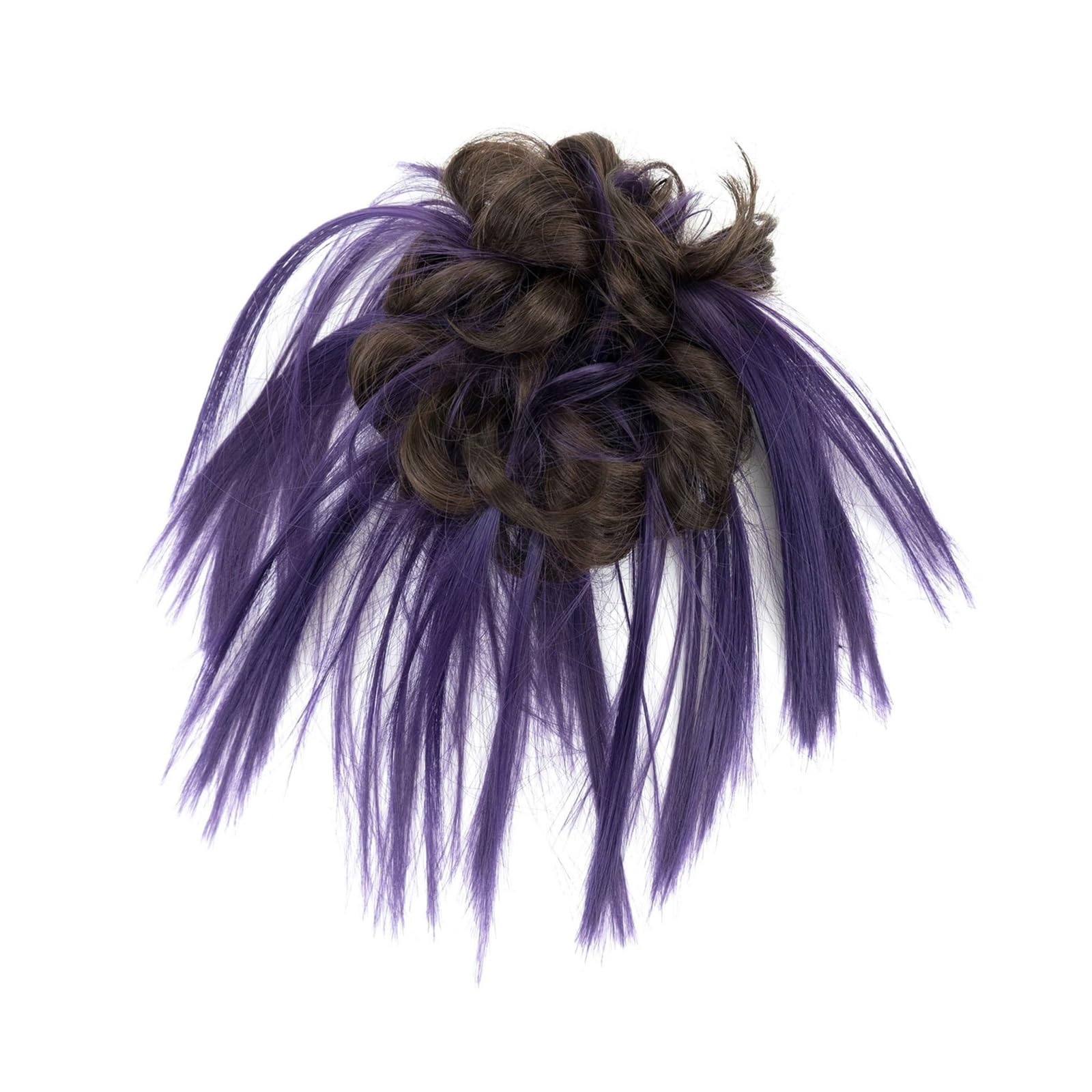 Haarteil 2 Stück unordentlicher Haarknoten, Hochsteckfrisur, gefälschte Haargummis, Verlängerung, gewellte, lockige Haarteile, Pferdeschwanz, Chignon-Stirnband for Frauen Haarverlängerung(Brown Purple